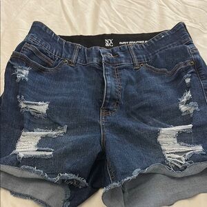 New York & Company Blue Distressed Jean Shorts